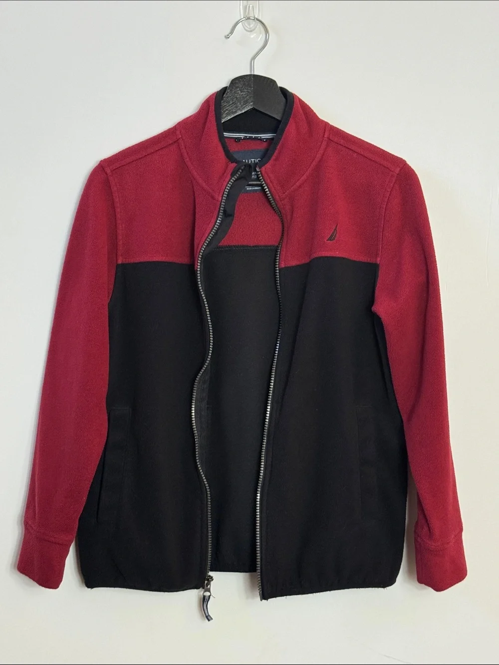Nautica Youth Red  and Black Zip Fleece Jacket